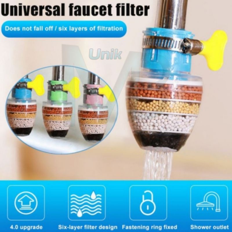 Jual Sambungan keran + klip + filter batu / Shower keran 4 lapis filter ...