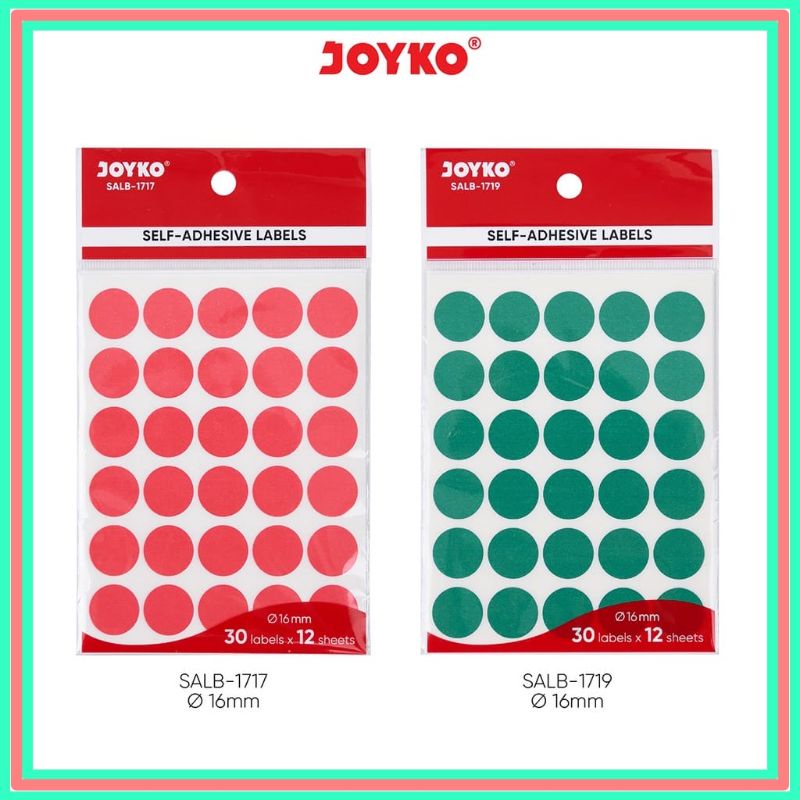 Jual [12 LEMBAR] LABEL STICKER WARNA/SELFADHESIVE LABELS COLOR JOYKO