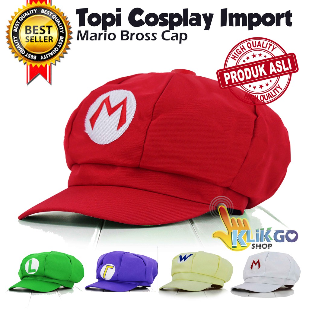 Jual TOPI MARIO LUIGI WARIO BROSS IMPORT COSPLAY MARIO BROS BROSS CAP ...