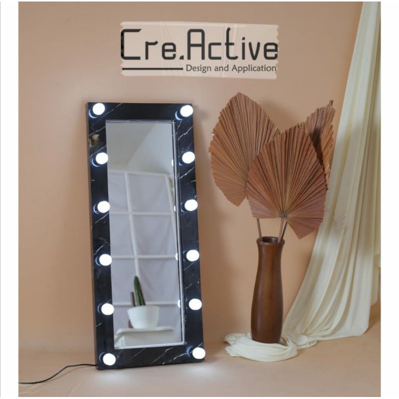 Jual Kaca Rias Cermin Rias Lampu Bohlam Murmer Hitam | Shopee Indonesia