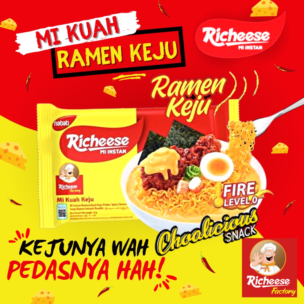 Jual RICHEESE Mie Instan Ramen Keju Level 0 Mie Kuah @65 gram | Shopee ...