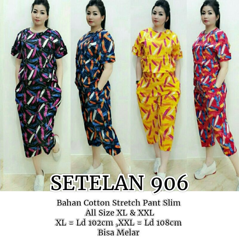 Jual Setelan Katun Stretch Real Pict Setelan Jumbo