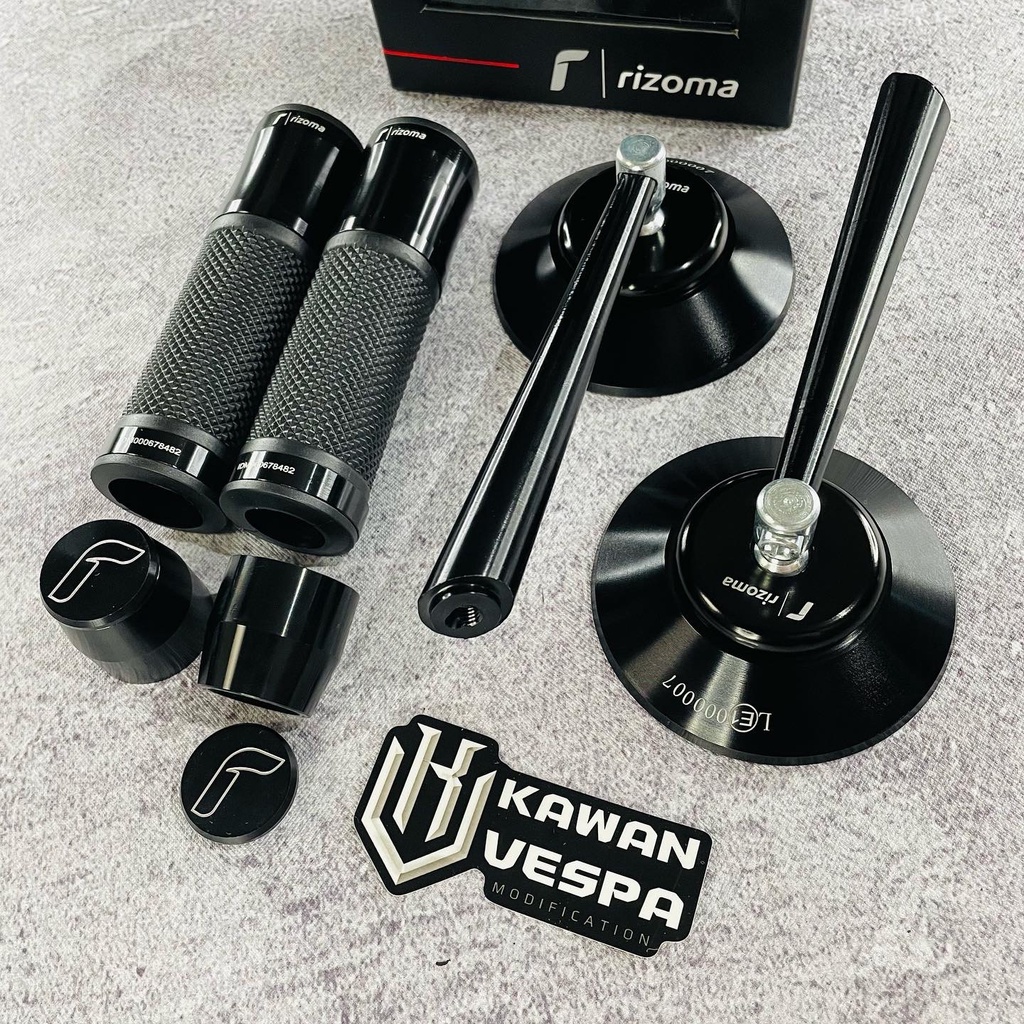 Jual Paket Spion Rizoma Retro Classic CNC + handgrip rizoma Black ...