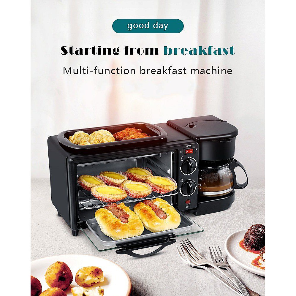 Jual Oven Listrik 3in1 Mesin Kopi Grill Pan Breakfast Machine in