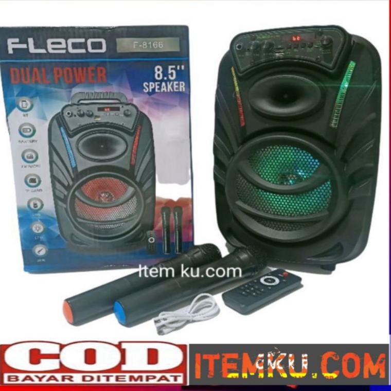 Jual speaker bluetooth portable karaoke 8,5inch mic double wireless