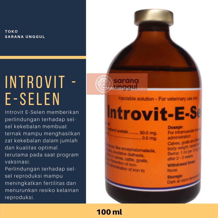 Jual INTROVIT E SELEN Inj 100 ml Vitamin E Selenium Konsentrasi Tinggi