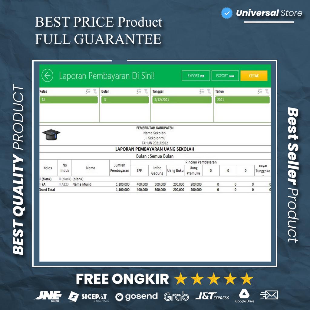 Jual Software Excel Untuk Pembayaran Spp Sekolah Kampus Pendidikan Lifetime Premium Shopee 6267