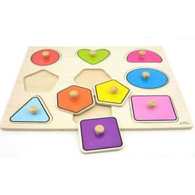 Jual Mainan Edukasi Anak - Puzzle Knop Kayu Bentuk Geometri Shapes ...