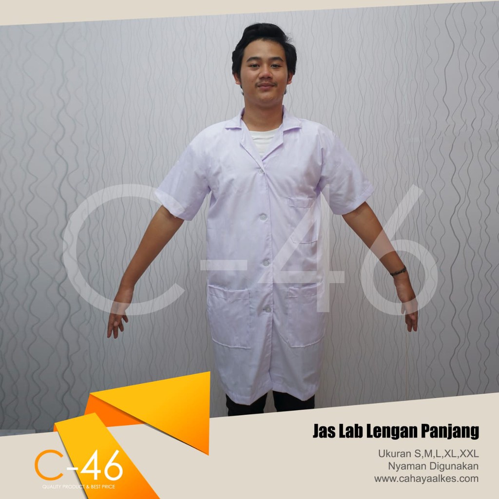 Jual Jas Laboratorium Lengan Pendek Baju Seragam Lab Ukuran S M L