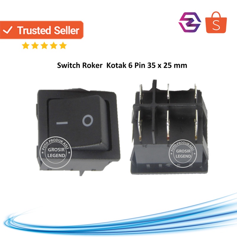 Jual Push button on off 6 pin roker switch kotak hitam min lampu ...