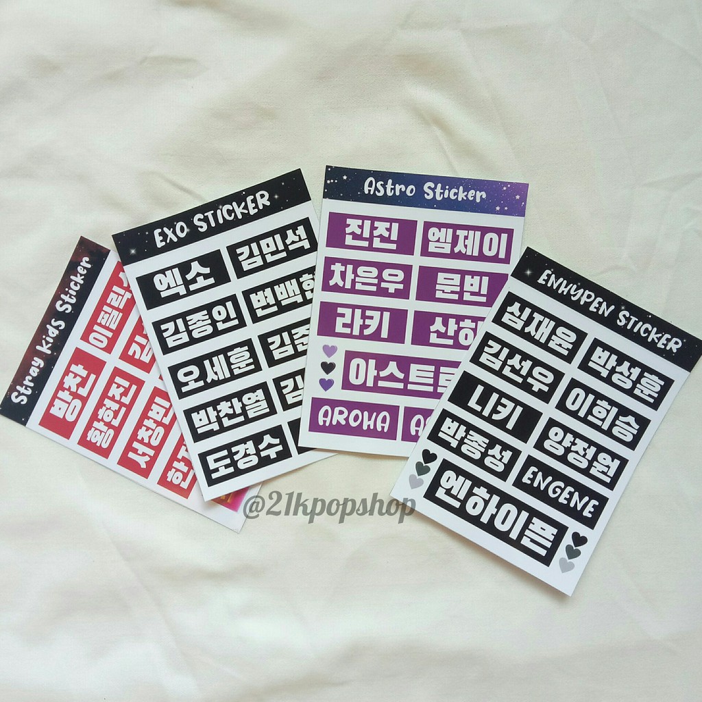 Jual Sticker KPOP Member Name EXO Astro Monsta X Ateez Day6 TXT Stray ...