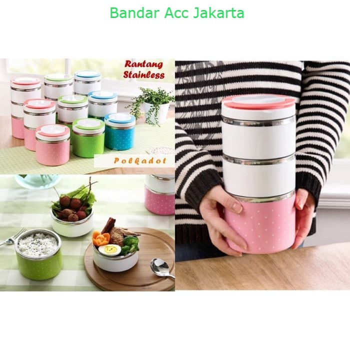 Jual Rantang Putar Polkadot 3 Susun - Lunch Box Tempat Makan - rantang ...