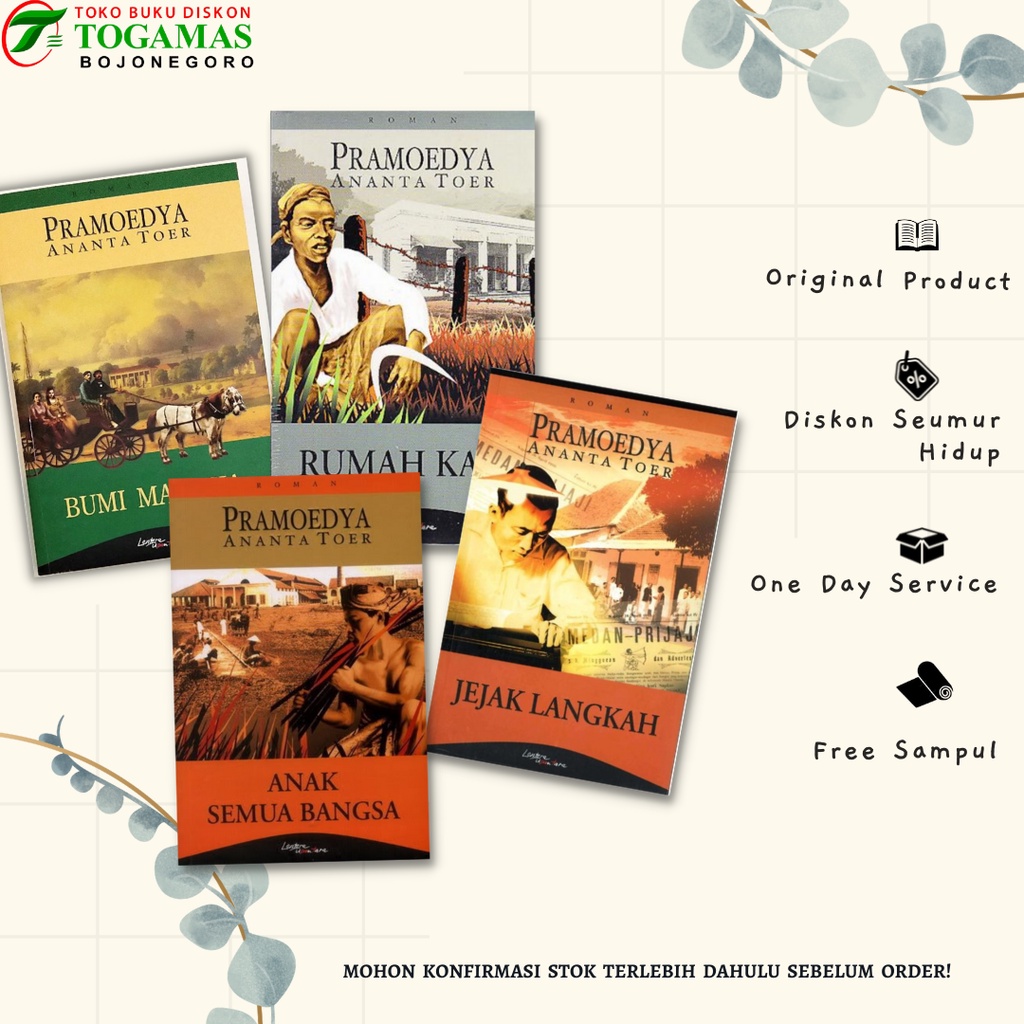 Jual BUKU TETRALOGI PRAMOEDYA ANANTA TOER BUMI MANUSIA JEJAK LANGKAH