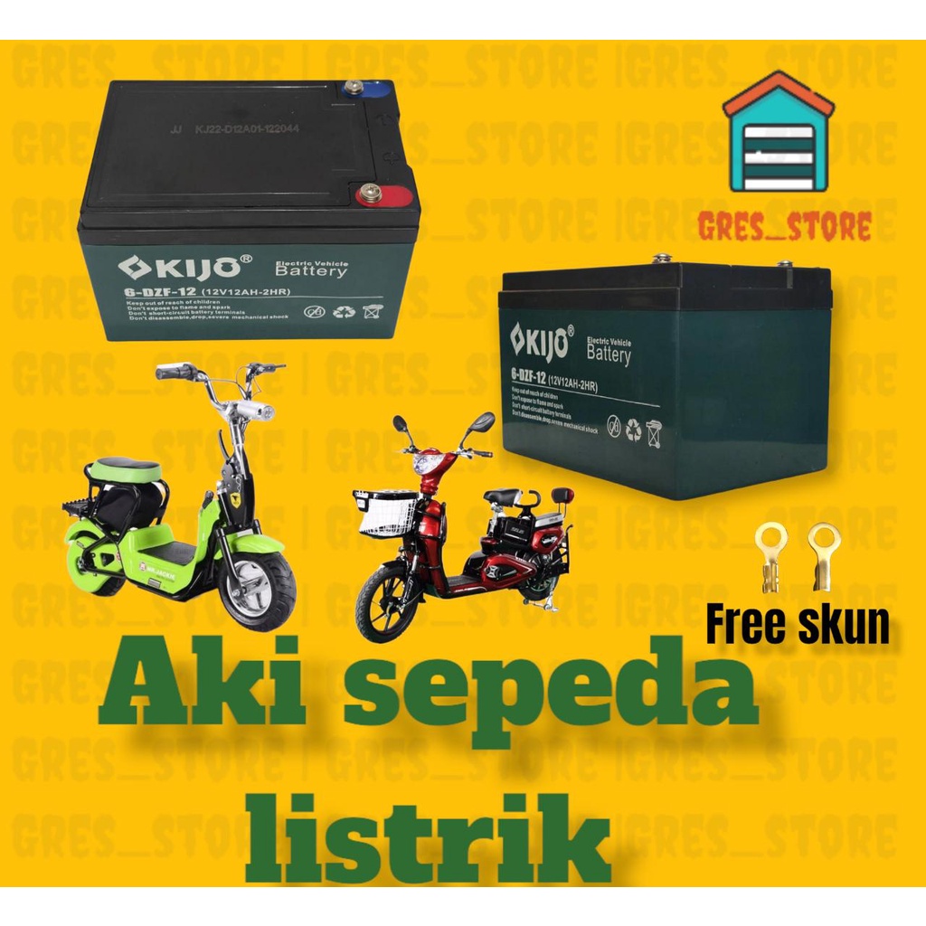 Jual aki sepeda listrik aki selis VOLTA U WIN FLY TIGER 6dzm12 atau