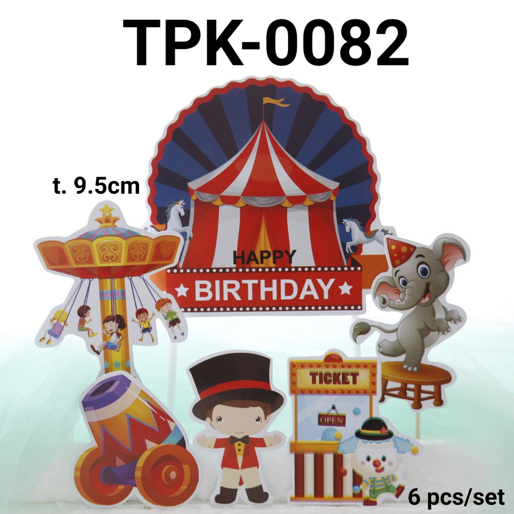 Jual Tpk Cake Topper Hiasan Kue Kertas Sirkus Karnaval Carnival