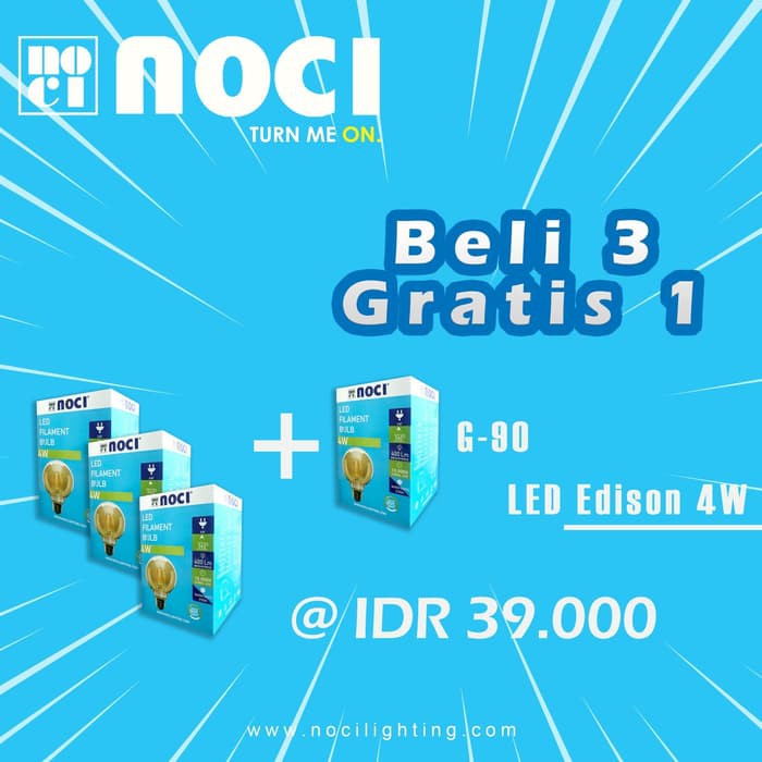 Jual PAKET PROMO BELI 3 GRATIS 1 Noci LED Edison Filament E27 4W G90 ...