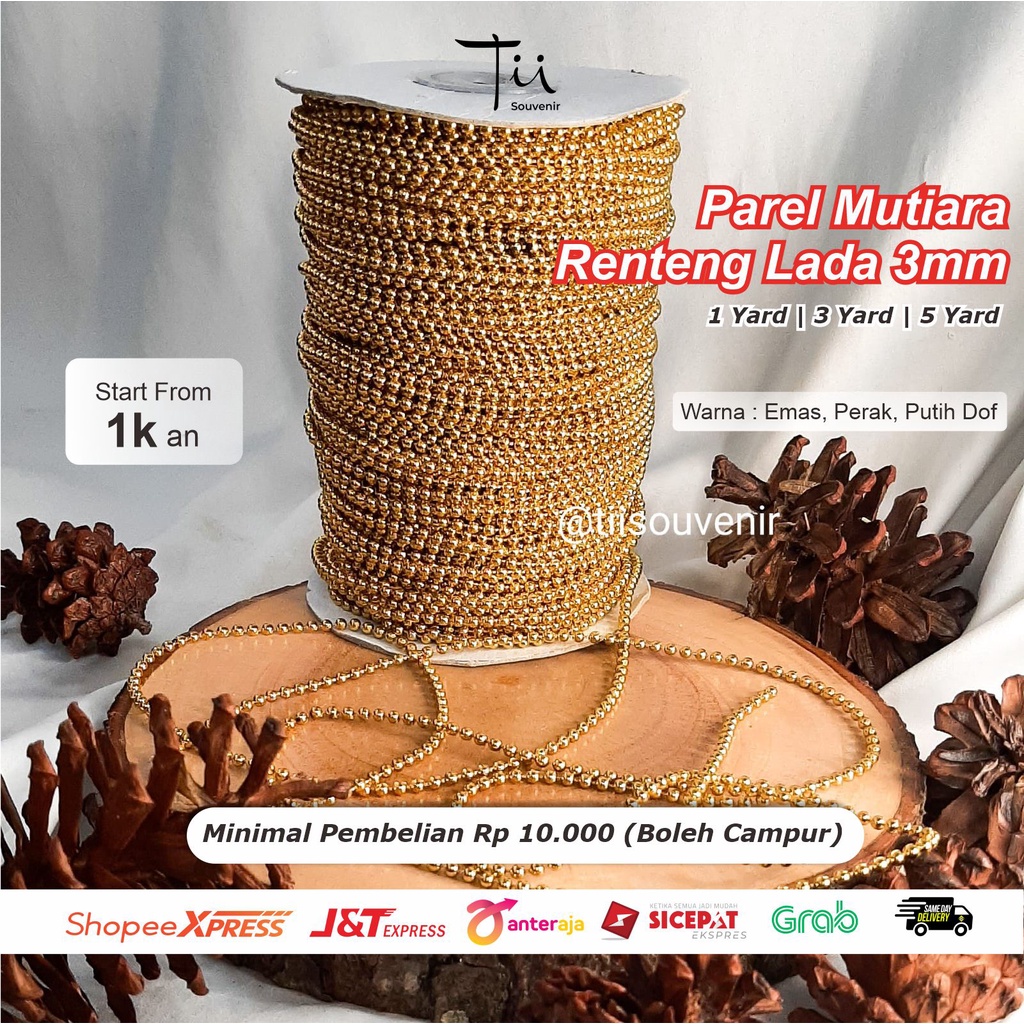 Jual Parel Mutiara Renteng Lada 3mm | Shopee Indonesia