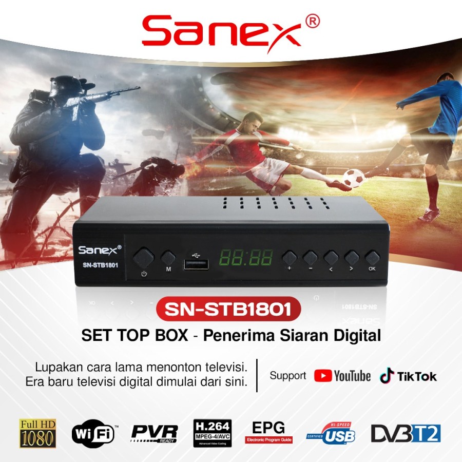 Jual Set Top box TV Digital sanex SN-STB1801 DVB-T2 Receiver tv TERBARU ...
