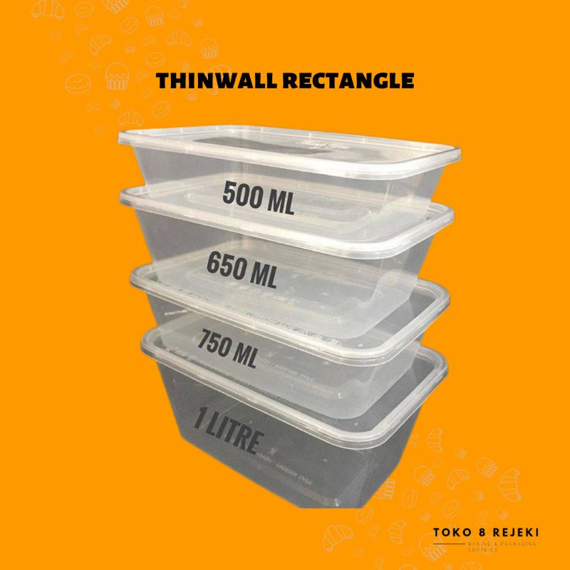 Jual THINWALL RECTANGLE 500/650/750/1000 ml (25 pcs) | Shopee Indonesia
