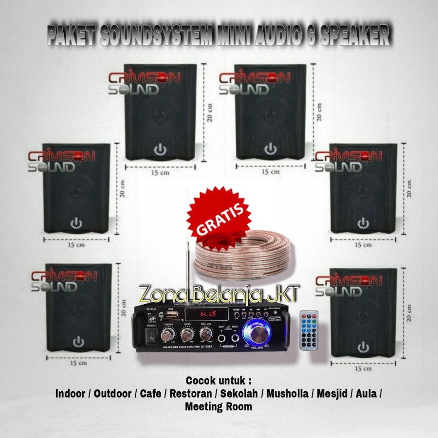 Jual PAKET SOUND SYSTEM SPEAKER CRIMSON 4 INCH 6 SPEAKER CAFE RESTO ...