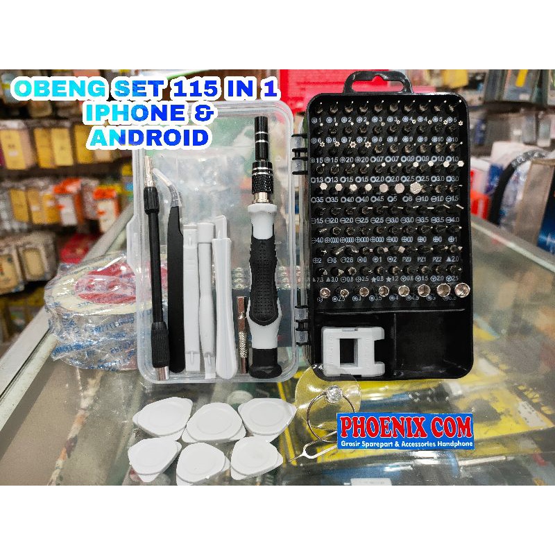 Jual OBENG SET 115 IN 1 ANDROID & IP SERVICE HANDPHONE SERVICE LAPTOP ...