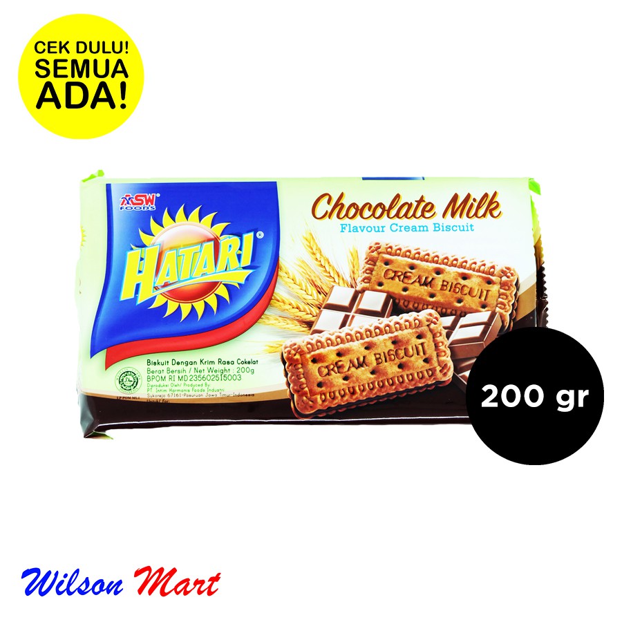Jual ASW HATARI CHOCOLATE MILK FLAVOUR CREAM BISCUITS 200 GRAM | Shopee ...