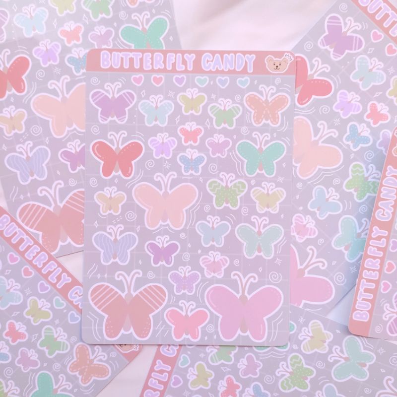 Jual Butterfly Candy Sticker Sheet / Sticker Dekorasi Catatan Shan ...