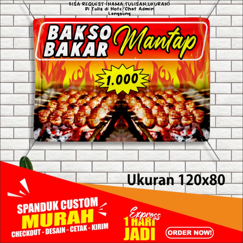 Jual Banner Bakso Bakar Spanduk Bakso Bakar 120x80 Cm Bayar