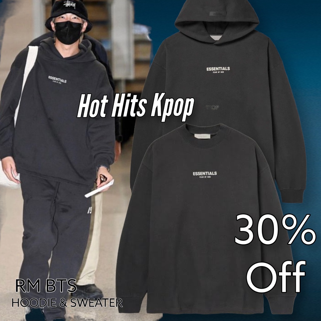 Jual Free sticker! Hoodie B T S RM RAP MONSTER FASHION LOGO ESSENTIALS ...