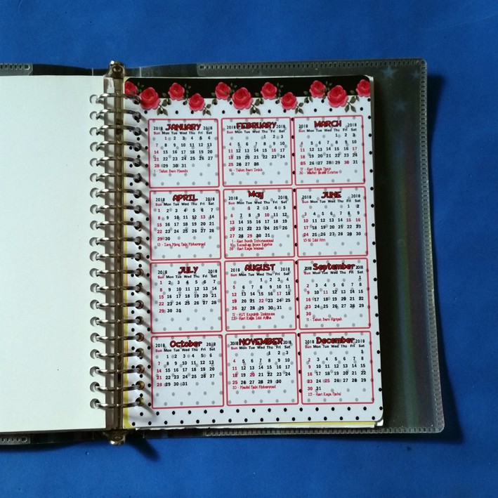 Jual Kalender 2024 Polkadot Flowers Binder Organizer 2 Ring, 6 Ring, 20