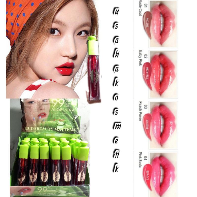 Jual PROMO ECER LIP TINT ALOE VERA 99 SOOTING GEL HUDA BEAUTY / LIP MATTE ALOE VERA 99 NO.X003