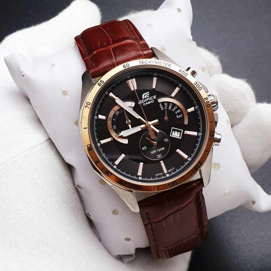 Jual Jam Tangan Casio Edifice EFR 510 Strap Brown Chrono Daydate Limited eDITION Shopee Indonesia