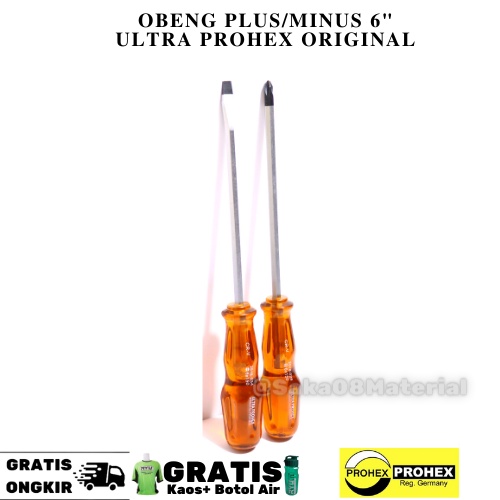 Jual Ultra Prohex Obeng Plus / Minus Ukuran 6 inch Ujung Magnet Tipe ...