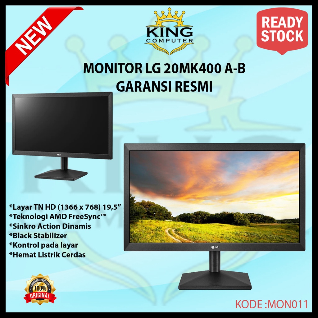 Jual LED MONITOR LG 20 INCH 20MK400 AB VGA GARANSI RESMI Shopee