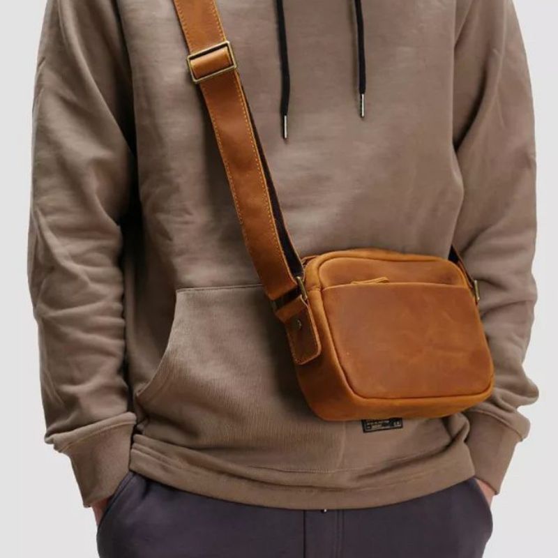 Jual Tas Selempang Pria Kulit Asli - Sling Bag Pria - Tas Pria