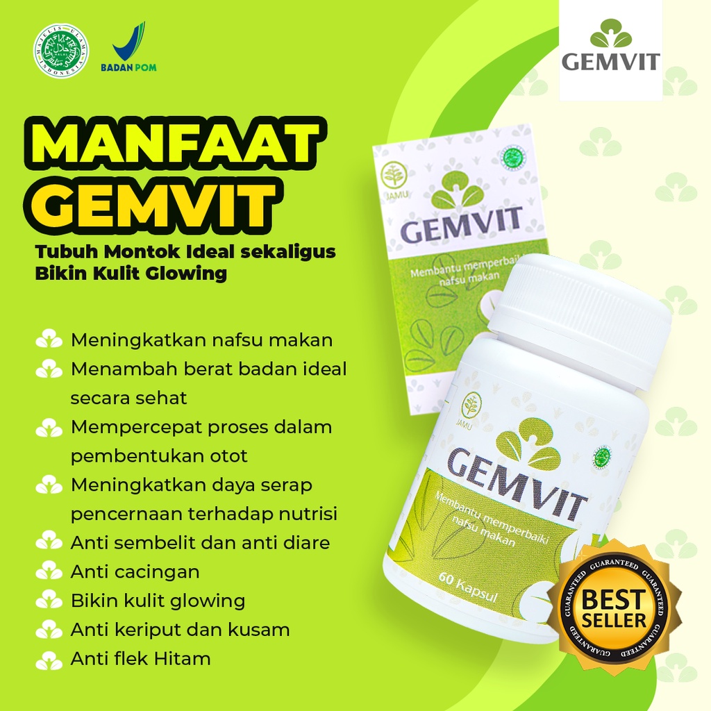 Jual Gemvit Suplemen Penggemuk Penambah Berat Badan Pencerah Wajah ...
