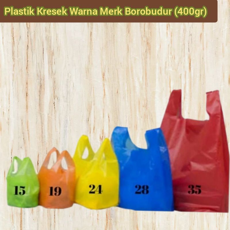 Jual Kantong Plastik Kresek Warna Plastik Asoy Merk Borobudur Uk 15~35 400 Gram Shopee 9319