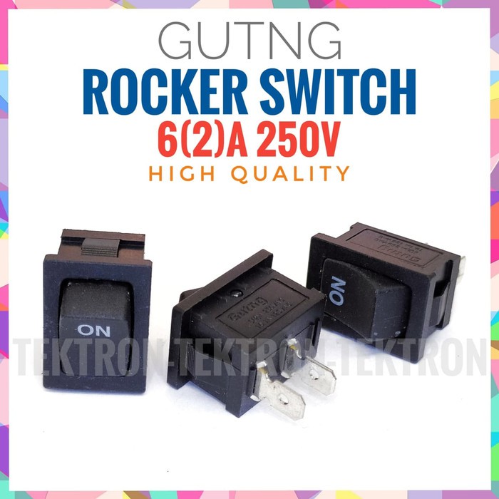 Jual GUTNG Rocker Switch 6(2)A 250V on off latched 2pin spst high ...