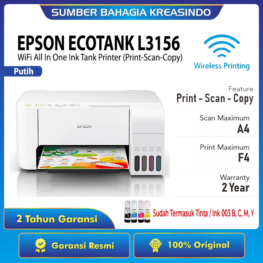 Jual Epson Ecotank L3156 Wifi All In One Ink Tank Printer Print Scan Copy Shopee Indonesia 9363