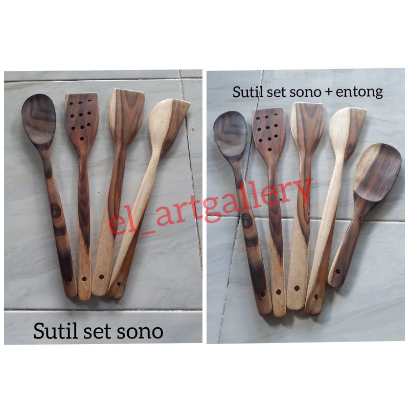 Jual Sutil Sendok Spatula Sodet Kayu Sonokeling Set Isi Pcs Shopee Indonesia