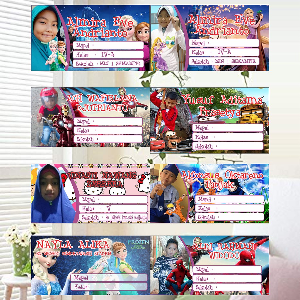 Jual STICKER LABEL KARAKTER ISI 24 PCS NAMA,KELAS,BAHAN STIKER BISA ...