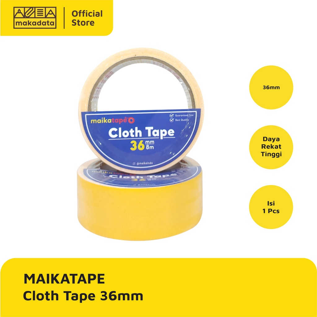 Jual LAKBAN LINEN / CLOTH TAPE KUNING MAIKATAPE 36MM MURAH | Shopee ...