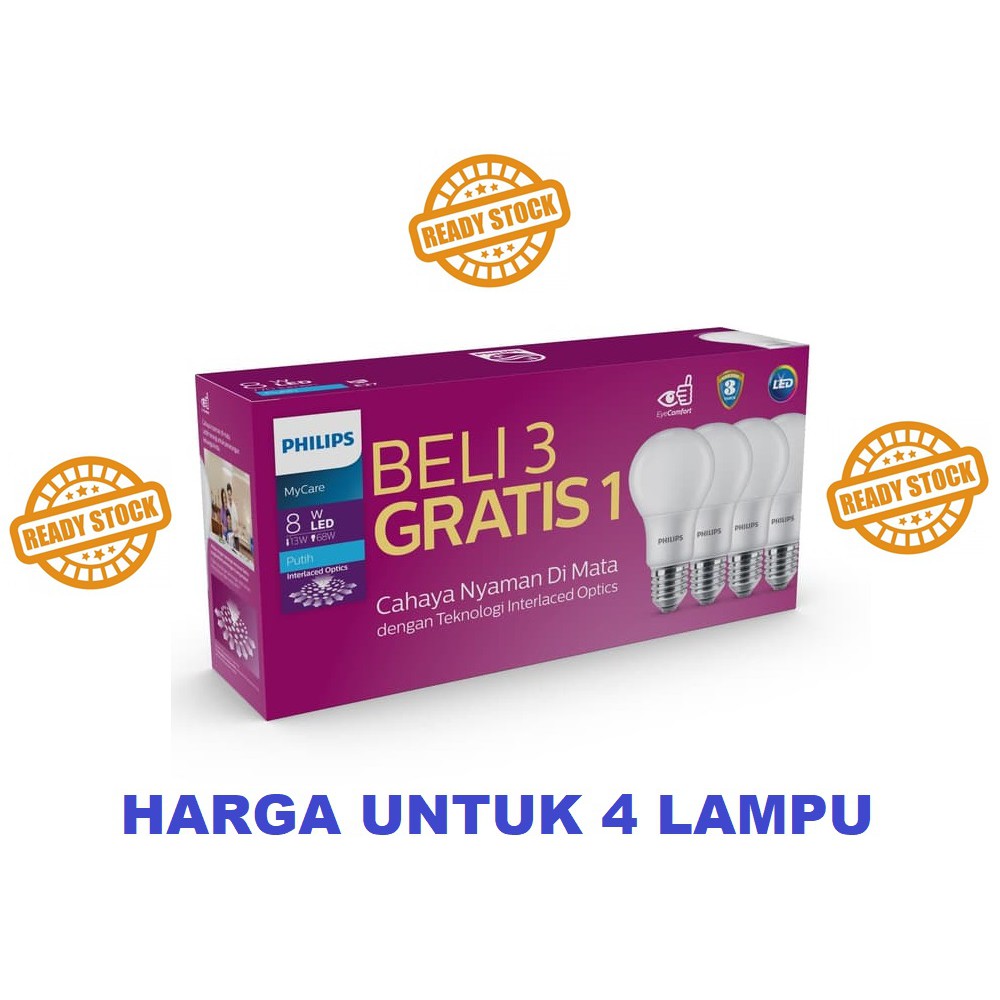 Jual Lampu Philips LED Paket 8 Watt Putih - LED Multipack 8W 8Watt - 3 ...