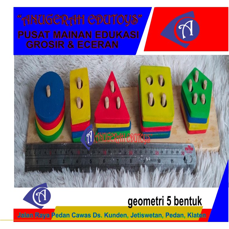 Jual Mainan Edukasi Anak Retangle Basic Shape Basic Shape Kayu Balok ...