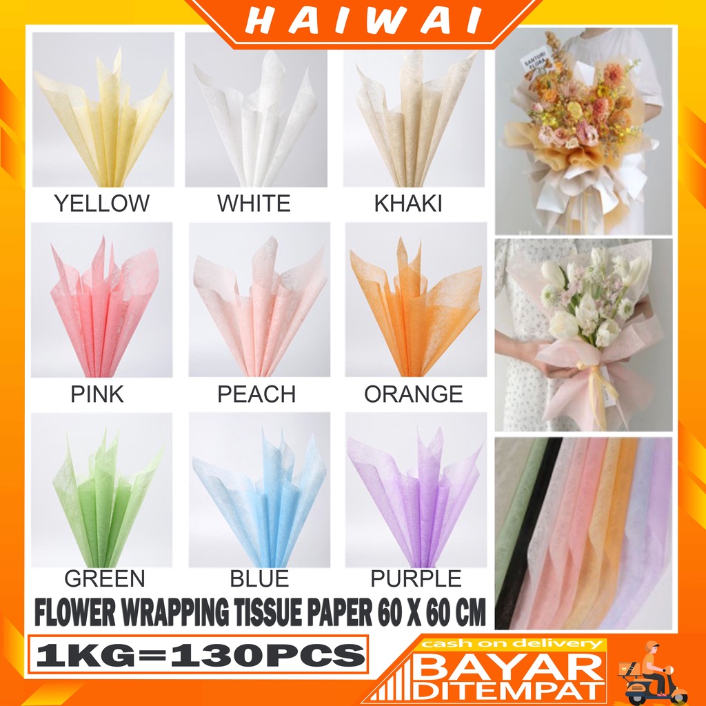 Jual HaiWai COD Tissue Paper Flower Wrapping Paper Waterproof / Korean ...