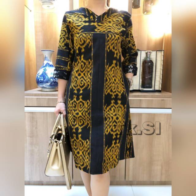 Jual Dress batik tenun premium hitam rote lasem | Shopee Indonesia