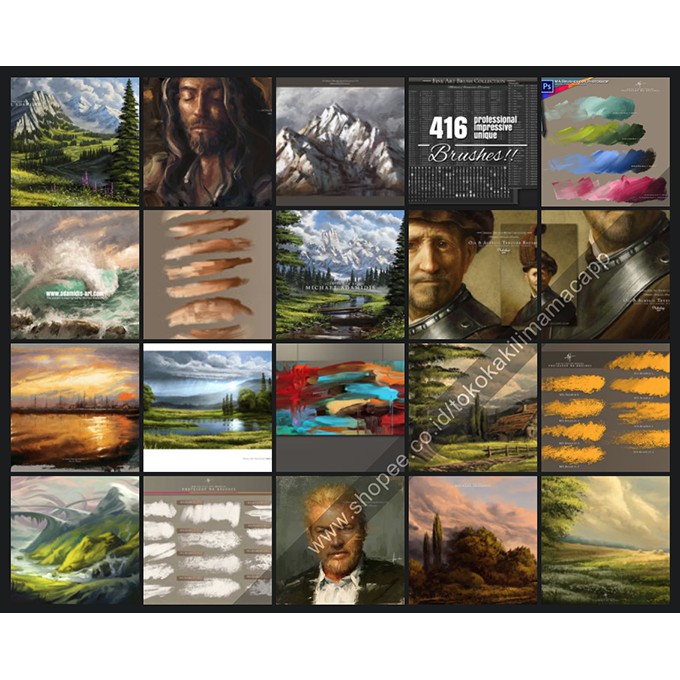 Jual 400+ Realistic Oil & Acrylic Brushes for Photoshop | Shopee Indonesia