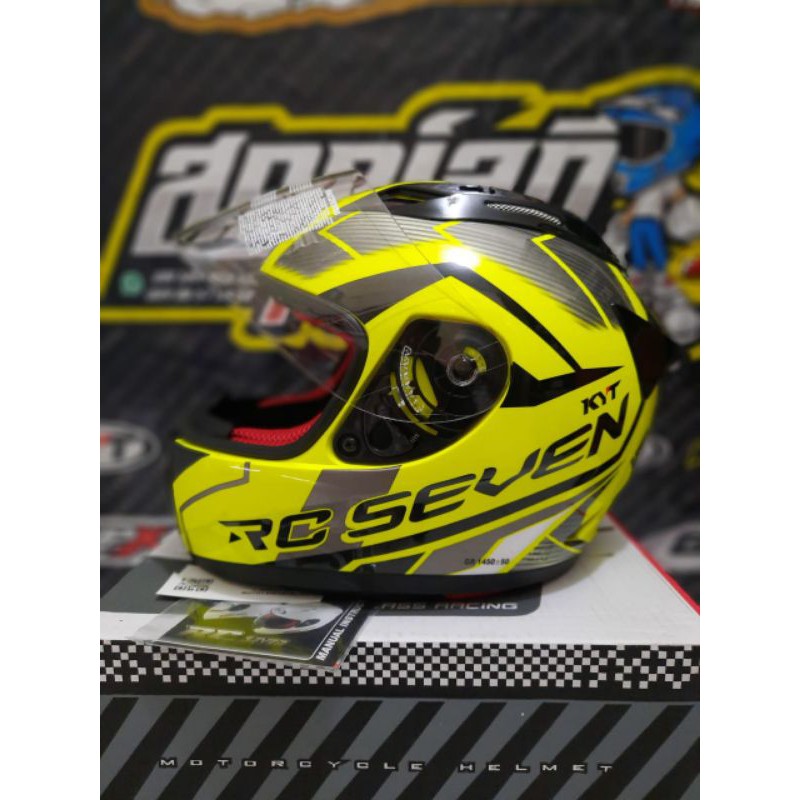 Jual HELM KYT RC SEVEN MOTIF 18 YELLOW FLUO BLACK ORI HELM DRAG BALAP ...