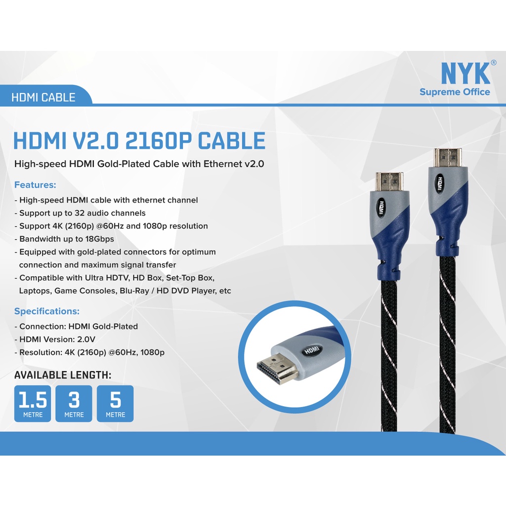 NYK Kabel HDMI v2.0 Support 2160P/1080P High Speed Quality COD (2)
