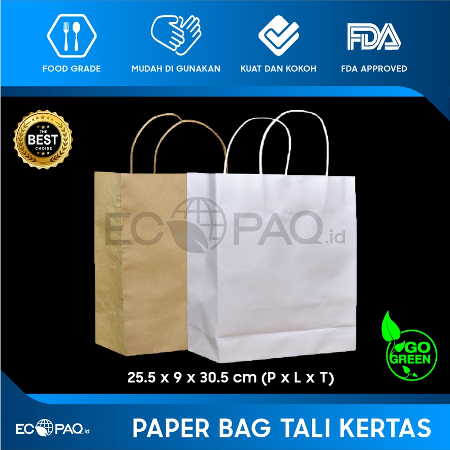 Jual Paper Bag - Paperbag Polos M - KRAFT COKLAT - 25.5x9x30.5 Cm (20 ...